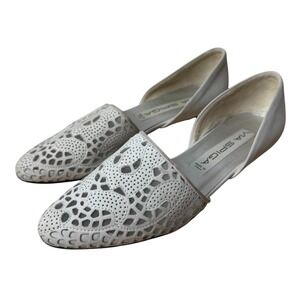 Via Spiga Perforated White D'Orsay Flats Women's Shoes Sz 6 Laser-cut